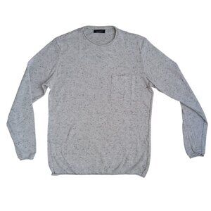 Zara Men Gray Speckled Crewneck Sweater with Chest Pocket – Size M